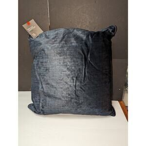 Home Design Studio Blue Printed Velvet Pillow NEW 22x22 Removable Cover Feather